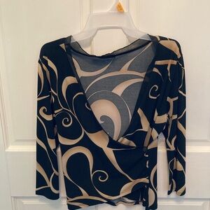 Jaipur blank and brown v neck blouse